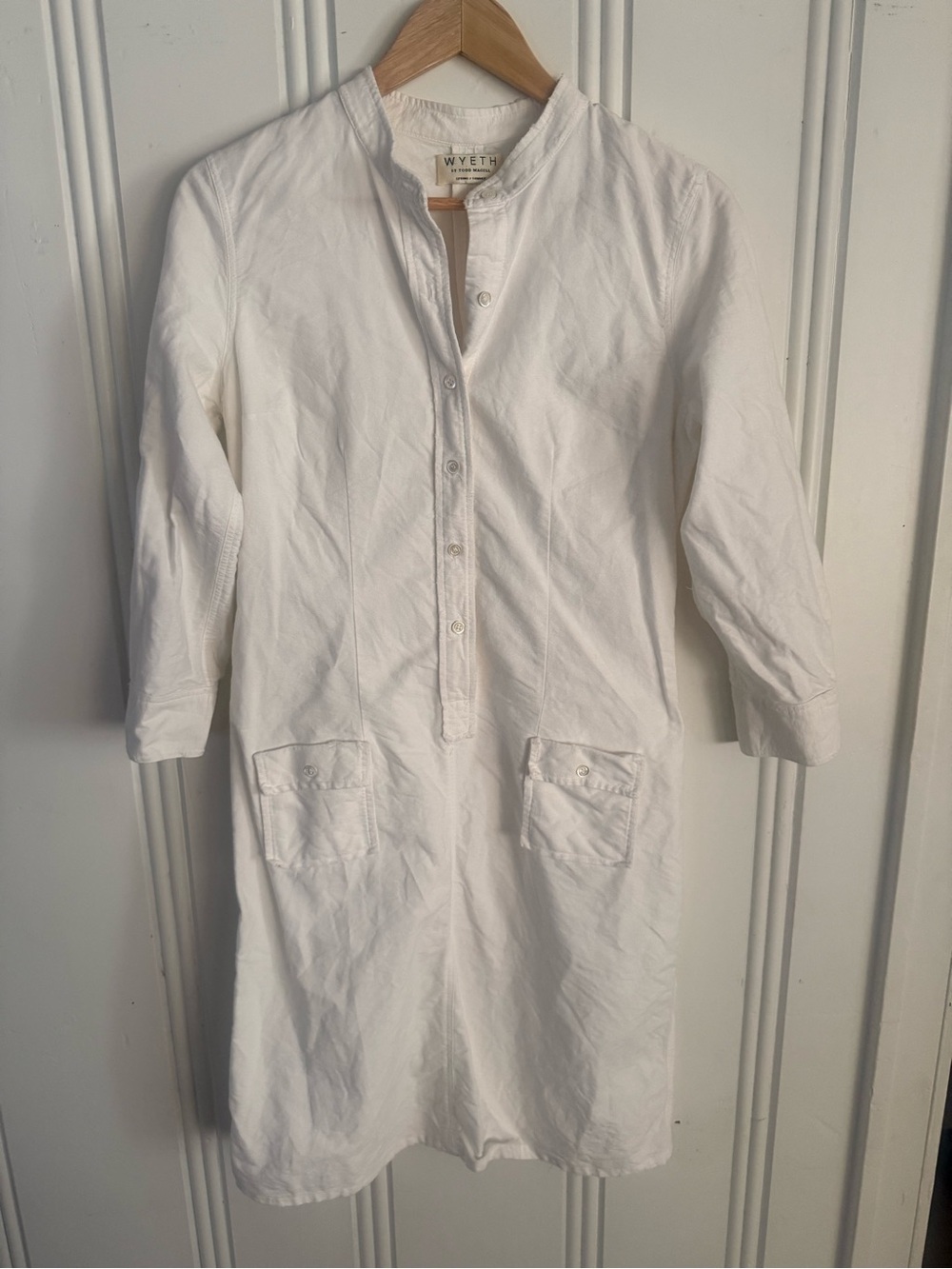 Wyeth White Linen Utility Popover Shirtdress (Medium)